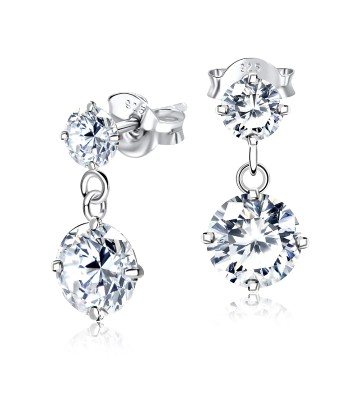 Round n Heart CZ Earring Silver ECS-11